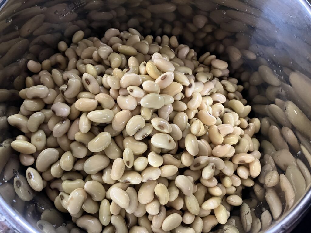 大豆を1日水に漬け込むと３倍くらいに膨らんでふやけてきます