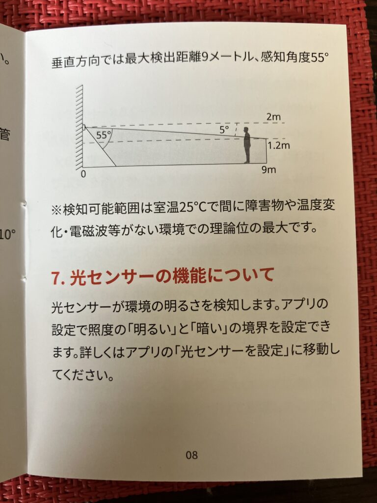 人感センサーの検知範囲2